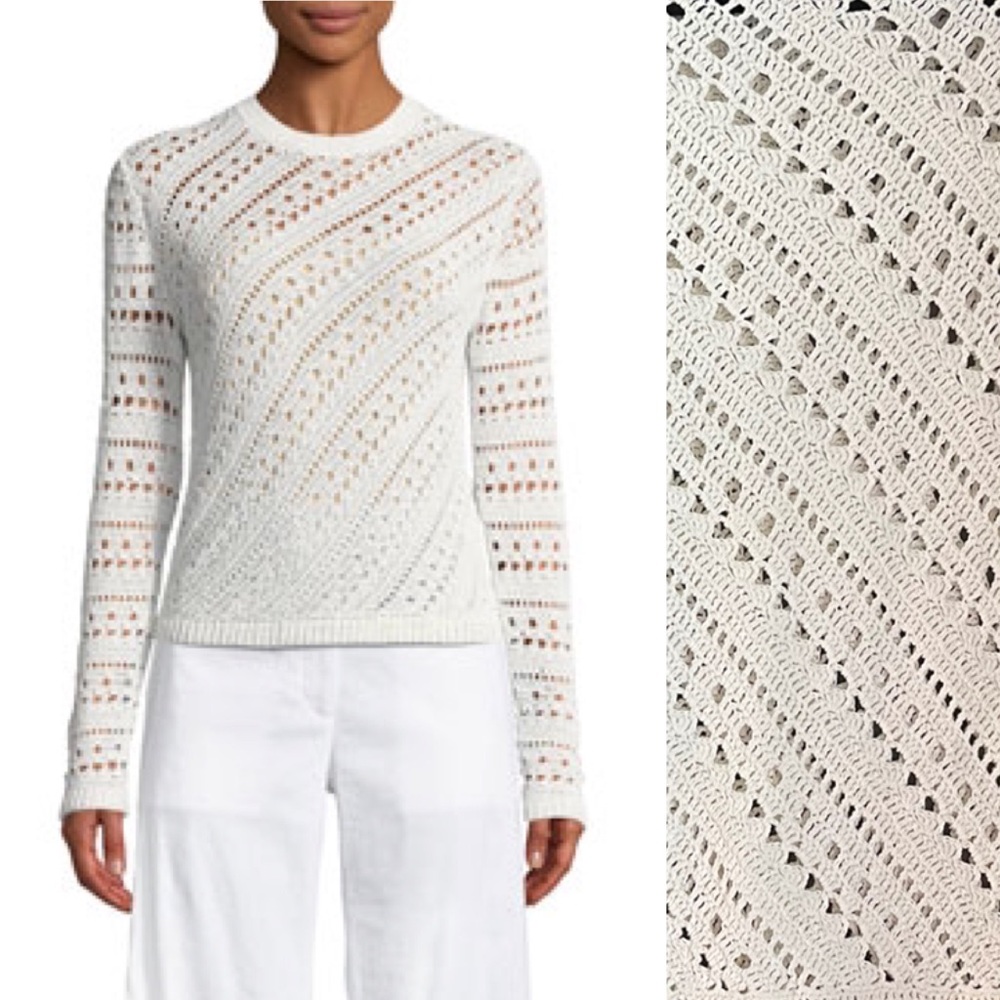 THEORY Tissage Crochet Cotton Blend Sweater
